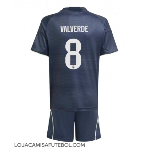 Camisa de Futebol Real Madrid Federico Valverde #8 Equipamento Secundário Infantil 2025-26 Manga Curta (+ Calças curtas)